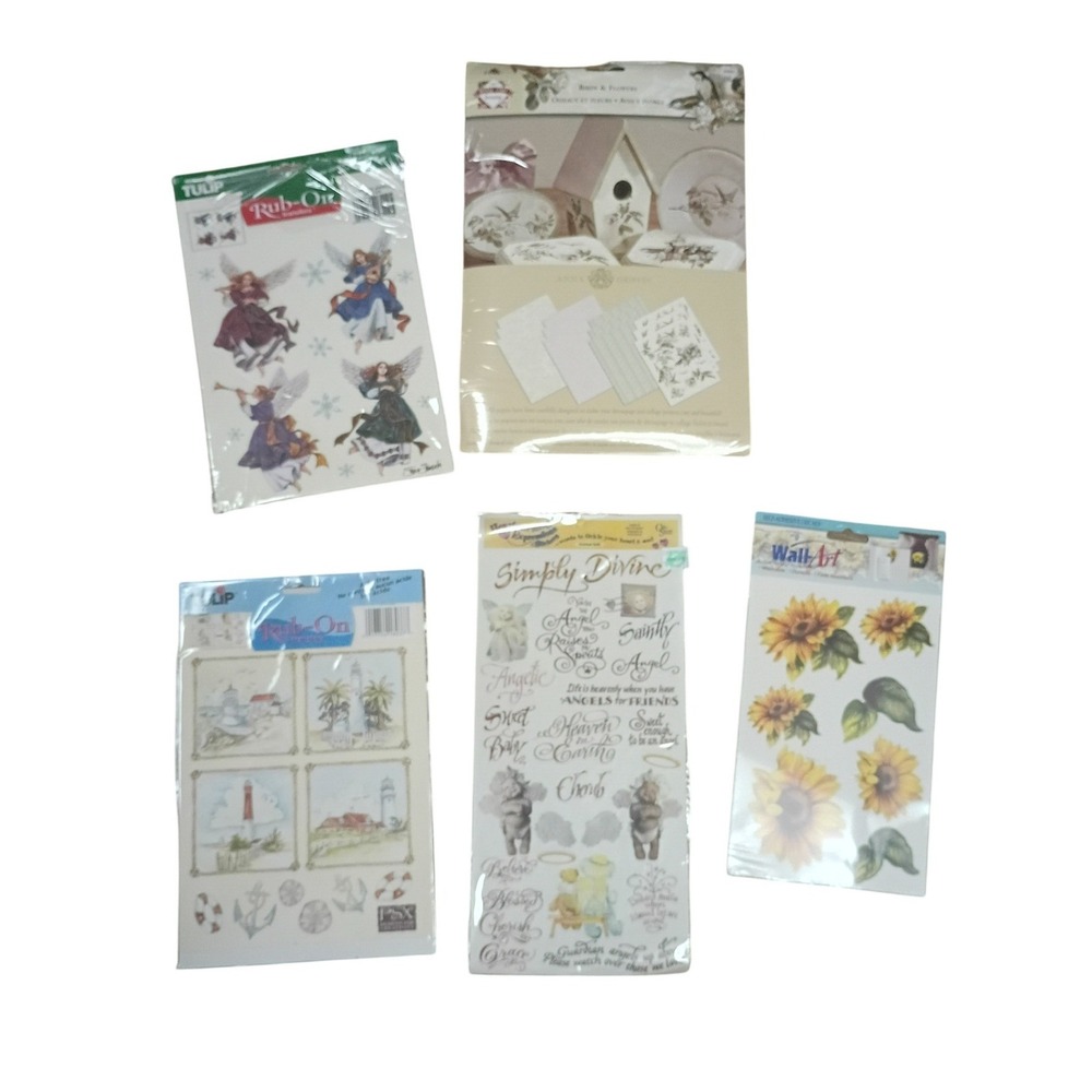 Mixed Craft Rub-On Transfers‎ Anna Griffin Tulip PSX Angels Nautical Sunflowers